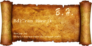Béres Henrik névjegykártya